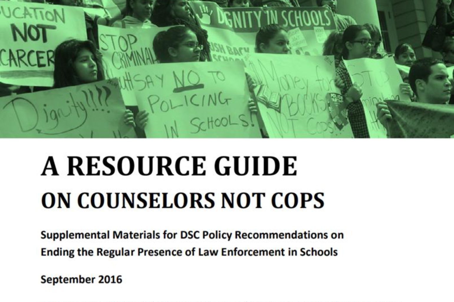 Counselors Not Cops Platform and Resource Guide