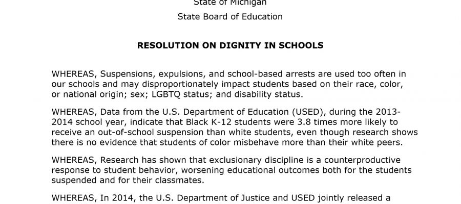 Congrats Michigan! Dignity in Schools Resolution