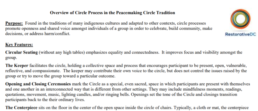 Restorative DC – Overview of Circle Processes