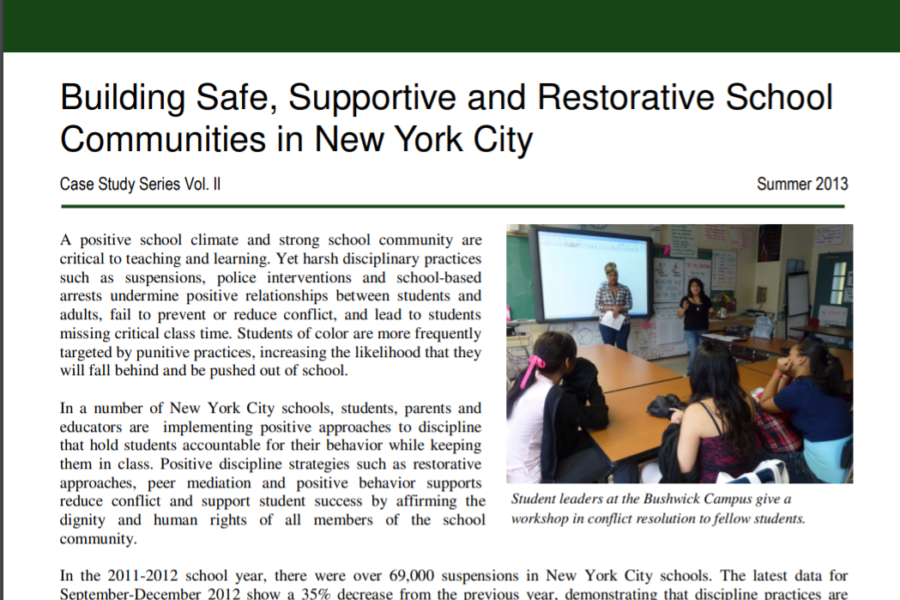 DSC NY – Building Safe, Supportive and Restorative School Communities in New York City, Vol. II